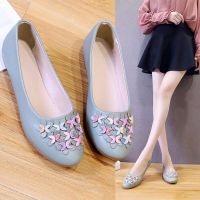 COD DSFEDTGETEER READY STOCK Womens Fashion Single Shoe Low Heel Casual Pointed Flat Shoes