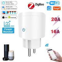 ZigBee Tuya Wifi Smart Plug 16A/20A EU FR Socket Power Monitor Timing Voice Remote Control Outlet Works with Alexa Google Home Ratchets Sockets