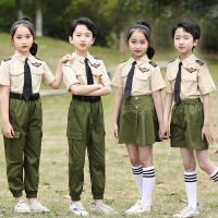 เด็กทหารการฝึกอบรมเครื่องแบบเด็กต่อสู้ยุทธวิธีพรางฤดูร้อนค่ายพรรคเครื่องแต่งกายเด็ก Girlshalloween กองทัพชุด