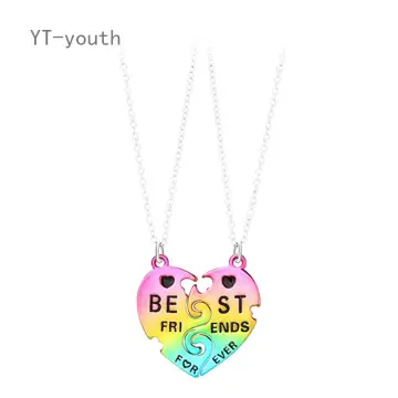 2pcs Magnetic Couples Matching Necklaces, Split Love Heart Pendant  Personalized For Best Friend Necklace