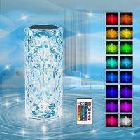 LED Crystal Table Lamp Rose Light Projector 3/16 Colors Touch Adjustable Romantic Atmosphere Light USB Touch Night Light Ceiling Lights