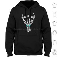 Geometric Silver Deer Hoodies Long Sleeve Chobopop Deer Stag Geometric Animal Black Silver Pattern Christmas X Mas