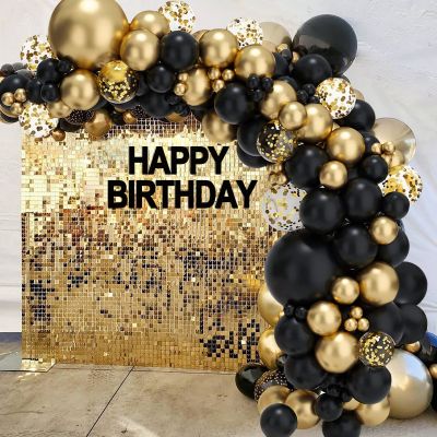 Black Gold Balloon Garland Arch Kit Confetti Latex Happy 30th 40th 50th Birthday Party Balloon Decorations Adults Baby Shower