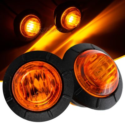 【CW】2pcs Round 3/4" LED Side Marker Light 12V 24V Orange Amber Indicator Signal Grille Lamp Truck Trailer Caravan Camper UTV UTE