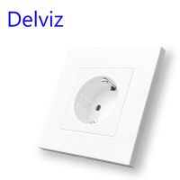 Delviz 16a เครื่องพีซีแบบฝังสูงเต้าเสียบไฟฟ้าติดผนังสีขาวกำลังไฟ110V-250V แผงไฟในบ้านมาตรฐาน Eu Ac