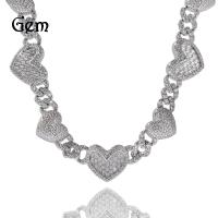 [COD] European and ins style love Cuban chain necklace fashion light luxury niche design inlaid zircon silver clavicle