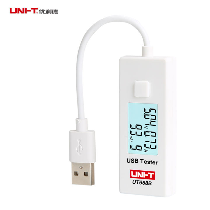 UNI-T UT658B USB ตัวทดสอบโวลต์มิเตอร์แอมมิเตอร์ดิจิตอล LCD อุปกรณ์ตรวจแรงดันไฟฟ้า Current Meter เครื่องทดสอบความจุ9V 3A Backlight