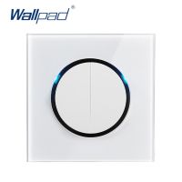 【☸2023 New☸】 xasb1934 Wallpad L6 Led 2แก๊ง2ทางแบบสุ่มคลิกปุ่มส่งคืนสวิทช์ไฟติดผนังแผงกระจกเทมเปอร์สีขาวมีอินดิเคเตอร์ Led