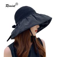 【CC】 Rubber Hat Women  39;s UV-proof Large Brim Sunshade Knitted Hollow Beach Bathing Hats