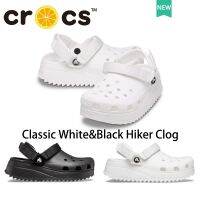 ⋌crocs แท้ pure white&amp;black hiker clog เหมาะกับเดินชายหาดกลางแจ้ง #206772