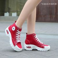 COD SDFGDERGRER Sneakers Women Sports Shoes Fashion Canvas Wedges Shoes High-top Air Cushioning Increased Walking Shoes