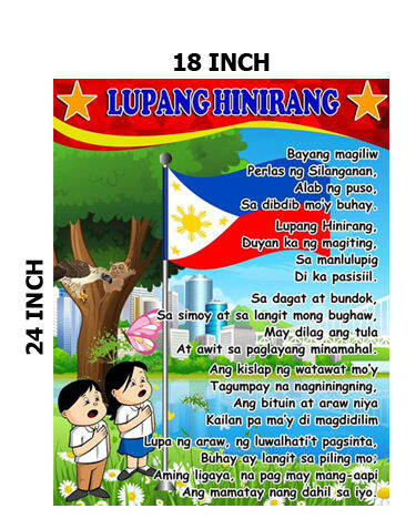 EDUCATIONAL POSTER TARPAULIN FOR KIDS LUPANG HINIRANG | Lazada PH