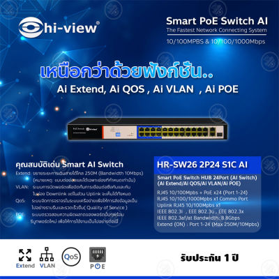 Hi-view Smart PoE Switch 24 port รุ่น HR-SW26 2P24 S1C (AI switch)