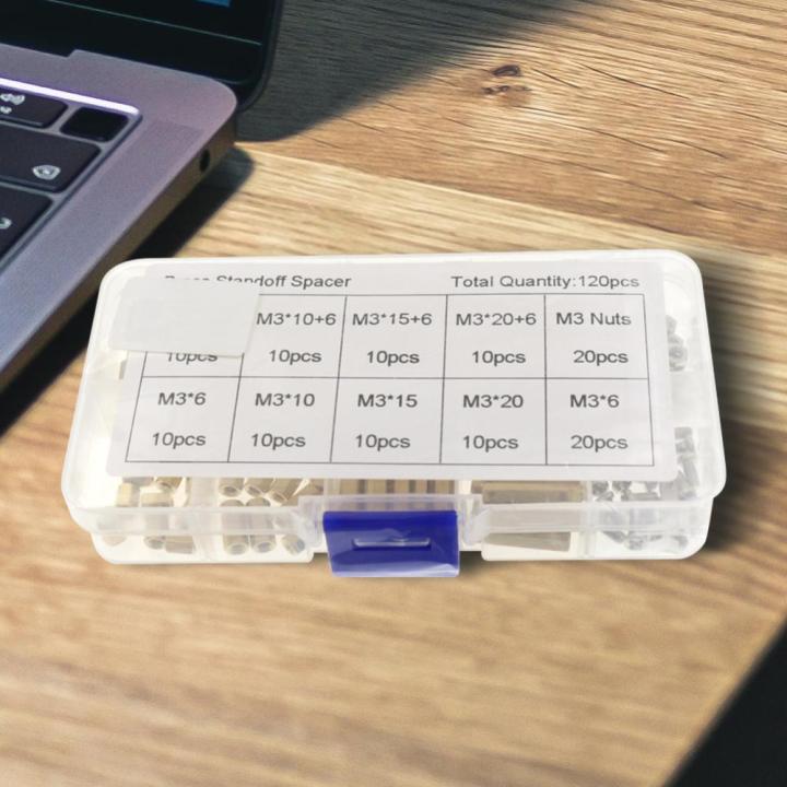 ชุดสตั๊ดมีเกลียวสำหรับบอร์ด-pcb-m3คอลัมน์หกเหลี่ยมชายและหญิง120ชิ้น