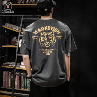 Lansboter เสื้อยืดแขนสั้นผู้ชายระบายอากาศน้ำหนักเบาคอกลมไซส์พิเศษลำลองเสื้อแขนสั้นพิมพ์ลายหลัง