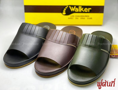 Walker รองเท้าแตะหนังแท้ วอร์คเกอร์ พื้นยางดิบ พื้นนุ่ม หนังแท้ รุ่น DS002 สีดำ น้ำตาล เขียว ไซส์ 39-46
