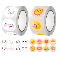 Cute Sticker Cartoon Smiley Face Sealing Labels for Children Scrapbooking Stationery Sticker Sun Flower Heart Pattern 50-500pcs Stickers Labels