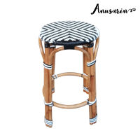 Anusarin  เก้าอี้หวายทรงสูง 75 cm Bar Stool 01 หวายแท้และหวายPE-Black&amp;White