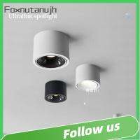 FOXNUTANUJH ติดตั้งบนพื้นผิว ไฟดาวน์ไลท์ LED กลมกลมๆ ป้องกันแสงสะท้อน สปอตไลท์เพดาน ที่มีคุณภาพสูง ไม่มีการเปิด สปอตไลท์ ห้องนอนและห้องนอน