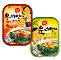 ใบงาดองเกาหลี  ซอส,เผ็ด Sempio pickled perilla leaves in soy sauce, spicy sauce 우리엄마 깻잎통조림 -샘표(매콤) 70g สินค้าพร้อมส่ง