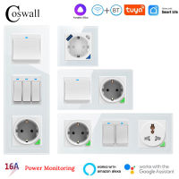 COSWALL DIY โมดูล Wifizigbee Smart EU Wall Socket พร้อม PD 20W Type-C &amp; A Dual USB Fast Charger พร้อมการตรวจสอบพลังงาน Alice