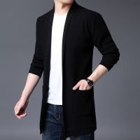 【YD】 New Cardigan Men Fashion 2023 Knitted Sweater Big V Neck Sweaters 5Color