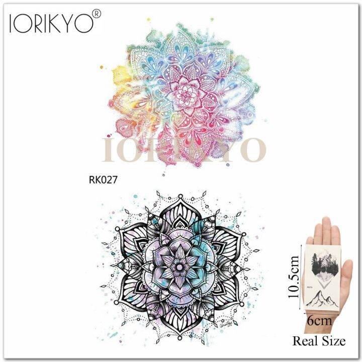 iorikyo-สติกเกอร์รอยสักชั่วคราวลายดอกเฮนน่าสีน้ำสุดเซ็กซี่สำหรับผู้หญิงลายดอกบัวกันน้ำสำหรับเด็กผู้หญิงหน้าอกเล็กรอยสักปลอม