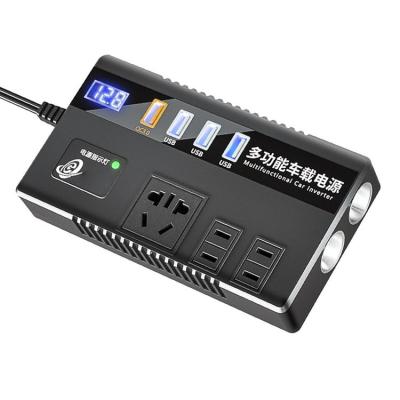 Power Inverter DC to AC Inverter Charger Adapter for Car 1-Port QC3.0 Fast Charging Digital Display Inverter for Cell Phone Razors Car Refrigerator Car Fans safety