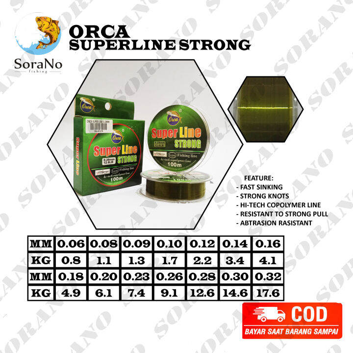 SENAR PANCING NILON ORCA SUPER LINE STRONG 100M KUAT LENTUR TAHAN LAMA ...