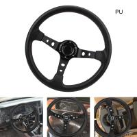 Racing Car Steering Wheel Replacement Horn Button PU Leather Accessories For Boat Marine Caravan Van Trailer Truck Off Road 4x4