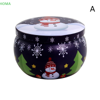 ?【Lowest price】HOMA มินิคริสต์มาส tinplate round Candy ดีบุกสามารถหอมดีบุกภาชนะเทียน