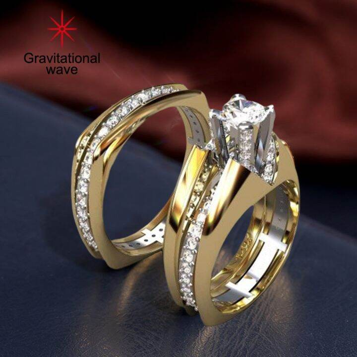 gravitational-wave-2pcs-แหวนผู้หญิง2สีชุบทองเงาเรขาคณิตประกายตกแต่งของขวัญ-cubic-zirconia-ฝังงานแต่งงานแหวนหมั้นเครื่องประดับสำหรับแฟน