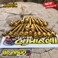 น็อตแคร้งเครื่องโซนิค สีทอง 21ตัว ซ้าย-ขวา น็อตแคร้งเครื่องSonic