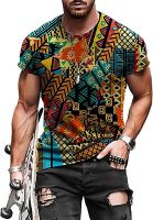 Mens Street Abstract Graffiti Printing Casual Simple T-Shirt Round Neck Trend Short Shirt for Men