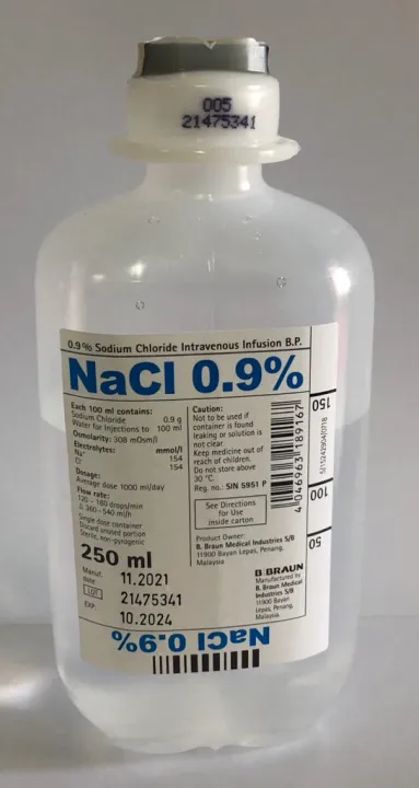 B.Braun Sodium Chloride 0.9% W/v Intravenous Infusion B.P. 250ML ...