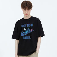 Just Do It Later เสื้อ Pokemon สติช แขนสั้น ผู้ชายและผู้หญิงสามารถใส่ stitch oversize พิมพ์ลายการ์ตูนเสื้อยืด