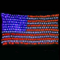 American Flag 390420LED String Light 8 mode Timer Function Large USA Flag Net Light