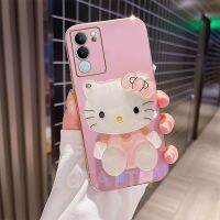 เคสโทรศัพท์กระจกแต่งหน้าลาย Hello Kitty น่ารักสำหรับ VIVO V29 5G Y27 4G Y27 5G /Y78 5G V27 Pro ชุบ V27e ปลอกอ่อนเลนส์ฝาครอบป้องกัน