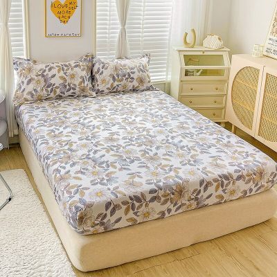 1ชิ้นผ้าปูที่นอนพอดีดอกฝ้าย100% ผ้าคลุมฟูกสี่มุมผ้าปูที่นอนเตียงเด็กผ้าปูที่นอนลิินินสำหรับเตียงราชาราชินี