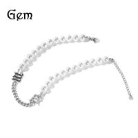 [COD] Deng Ziqi same style pearl steel chain splicing hip-hop necklace retro niche ins trendy clavicle wholesale