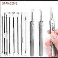 5FANGZHE 8pcs/set Ultra-Fine ทำความสะอาดลึก ขูดและปิด ผลิตภัณฑ์ดูแลผิวหน้า ที่หนีบเซลล์ แหนบหัวดำ อุปกรณ์กำจัดสิว เข็มสำหรับสิว