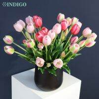 【YF】❂✽☂  Bouquet (3 Flowers 2 Bud) Real Silicone 40CM Calla Decoration Artificial - INDIGO