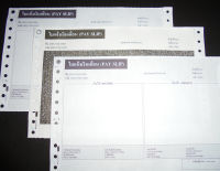 กระดาษต่อเนื่อง สลิปเงินเดือน ใบจ่ายเงินเดือน ( ฟอร์มสลิปสำเร็จรูป ) คาร์บอน 3 ชั้น 9”x 5.5” สลิปสีดำ..มีไฟล์ excel ให้