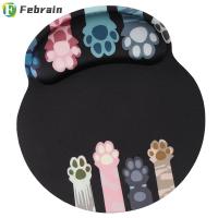 FEBRAIN แผ่นรองเมาส์ที่มีสีสันคีย์บอร์ดอุ้งเท้าแมวตามหลักสรีรศาสตร์ชุดพักข้อมือรองรับการพิมพ์และ Relief อาการปวดฐานกันลื่น