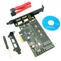 USB 3.0 PCI Express Riser Card Dual Port USB3.0 1พอร์ต USB 3.1 Type-C M.2 NGFF Adapter M2 SATA SSD B Key To PCI-E Controller