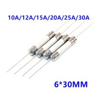 10pcs 6x30mm Fast Blow Tube Ceramic Fuse with Pin 6x30MM 10A 12A 15A 20A 25A 30A 250V Quick Break Fuse Tube