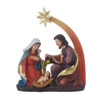 The Birth Of Jesus Holy Statues Resin Religious Statue Figurine Xmas Desktop Display Decors  15X12.3X6.6CM