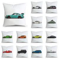 【LZ】 New Cushion Cover Car Sideways Cartoon Pattern Soft Short Plush Pillow Case for Home Sofa Car Chair Decor Pillowcase 45cmx45cm