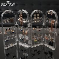 Clear 120/180/240/360 holes Plastic Earrings Studs Display Rack Folding Screen Earring Jewelry Display Holder Storage For Stud