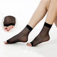 2 PairsLot Open Toe Woman Socks High Quality Mesh Breathable Velvet Ankle Socks Summer Ultra-thin Transparent Silk Nylon Socks